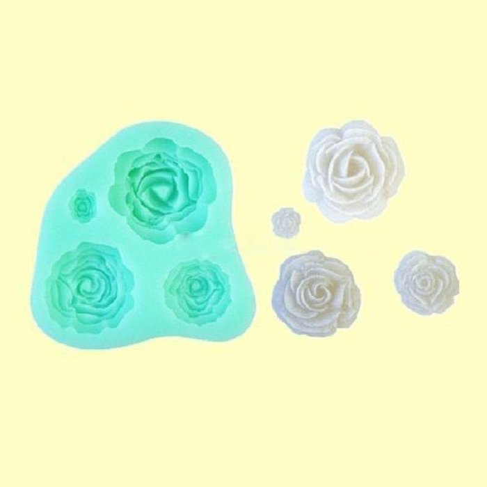 Yingwei 4 Size Green Rose Flower Candy Molds, Chocolate Molds, Silicone Molds,Icing Molds Silicone Baking Molds N3