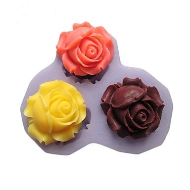 Y&XL&H Three Holes Roses Flower Silicone Mold Fondant Molds Sugar Craft Tools Resin flowers Mould Molds For Cakes