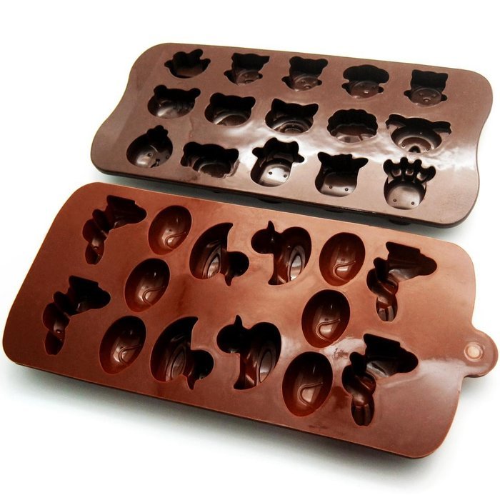 kilofly Silicone Chocolate Mold Tray Pack [Set of 2], Animal Love & Easter Bunny N4