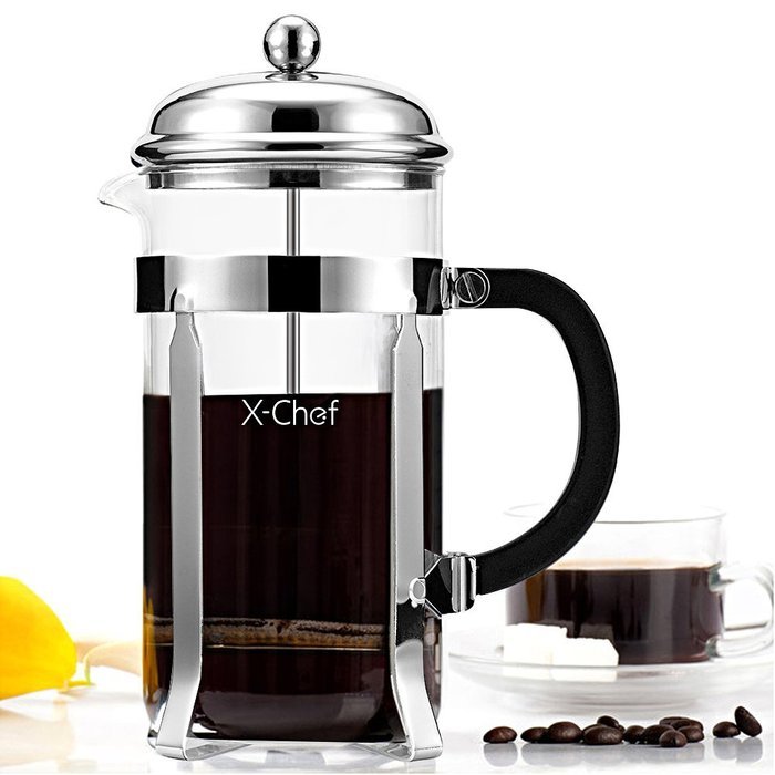 French Press, X-Chef 1000ml Heat Resistant Glass Coffee Press Tea Maker Pot with Stainless Steel Holder, Cozy... N6