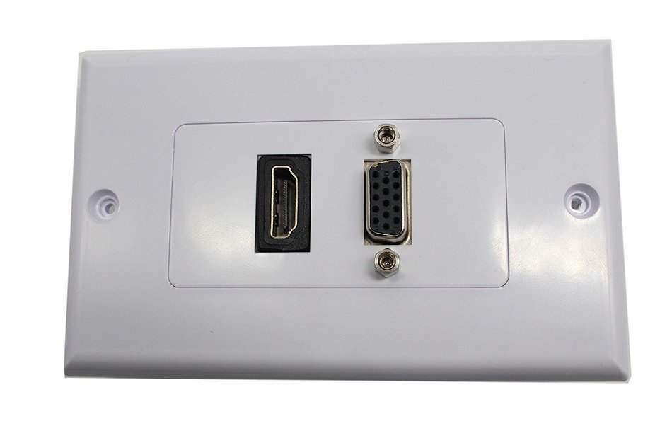 Lemeng New design Gold plated HDMI VGA Component Composite Audio Video Wall Face Plate Panel-White N4