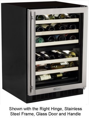 Marvel ML24WDP3RP 24" Marvel Wine Cooler with 40 Wine Bottle Capacity Dynamic Cooling True Dual Zones Vibration...