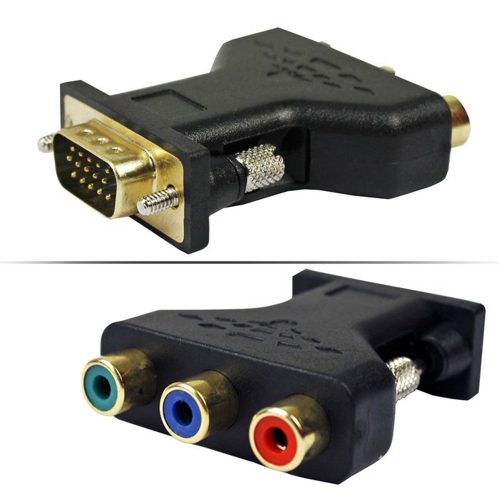 ESUMIC 3 RCA YUV RGB Video Female To HD15-Pin VGA Component Video Jack Adapter 2 Pack N3