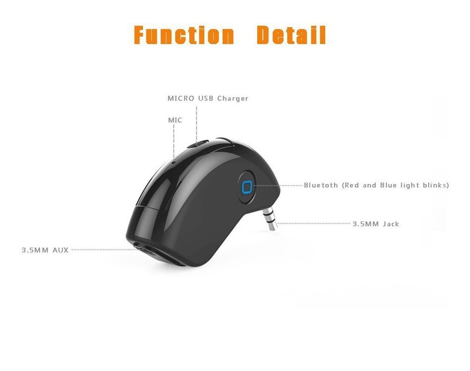 Findway Wireless Bluetooth Car Stereo Audio Adapter/Receiver (3.5mm Aux Input Jack) for Hands Free Music Streaming... N2