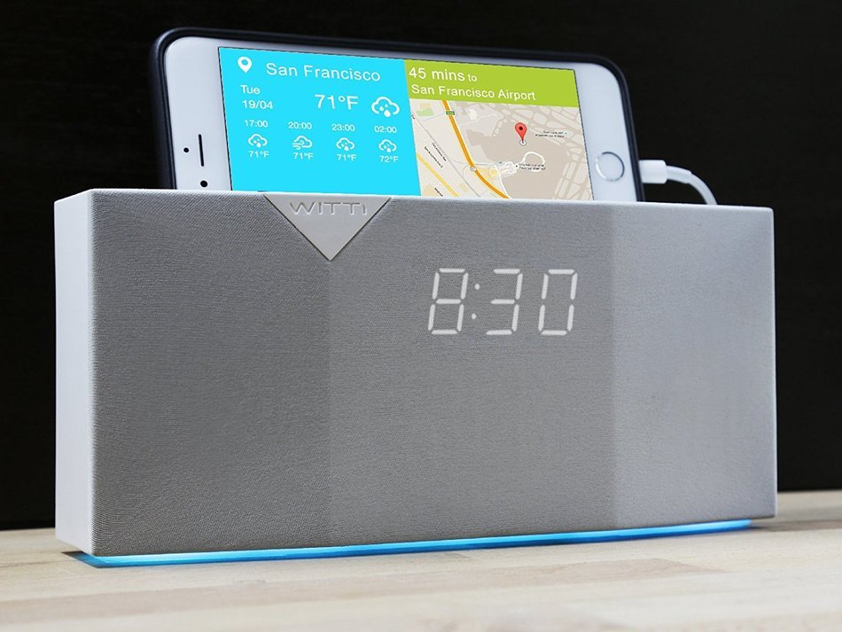 WITTI Design BEDDI Smart Radio Alarm Clock Speaker with Smart Home Integration, Black N15