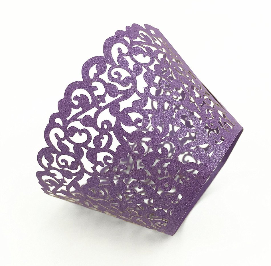 Yansanido 12 set pink Filigree Artistic Bake Little Vine Lace Laser Cut Cupcake Wrapper Cup Muffin Case Trays... N23