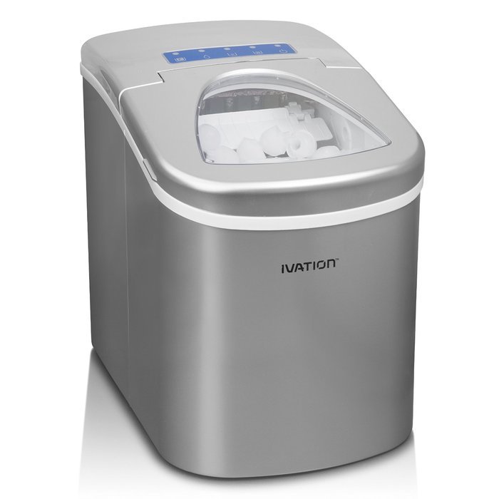 Ivation IVA-ICEM15SIL Portable Ice Maker with Easy-Touch Buttons for Digital Operation, Silver N12