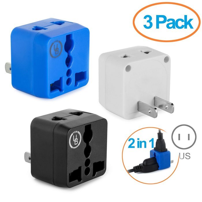 Yubi Power 2 in 1 Universal Travel Adapter with 2 Universal Outlets - Built in Surge Protector - 5 Pack - Green... N8