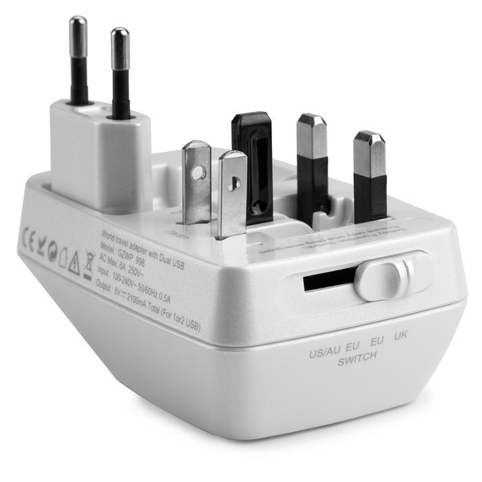 Yubi Power Dual Outlet Travel Adapter with 2 Universal Outlets - Built In Surge Protector and Neon Light Indicator... N30
