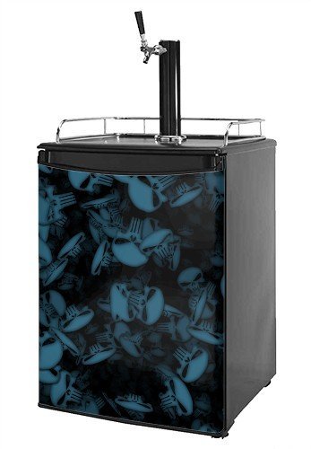 Kegerator Skin - Skulls Confetti Blue (fits medium sized dorm fridge and kegerators)