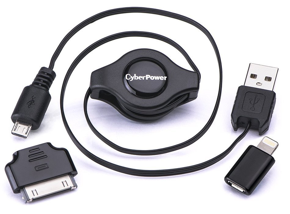 CyberPower CPU3RTAKT 2.5' Apple Certified Retractable Cable Kit, Black N4