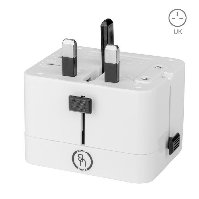 Yubi Power Dual Outlet Travel Adapter with 2 Universal Outlets - Built In Surge Protector and Neon Light Indicator... N38