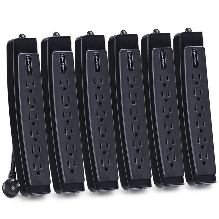 CyberPower CSP606T Surge Protector 6-Outlets 6-Ft Cord and TEL Protection 1350 Joules N12