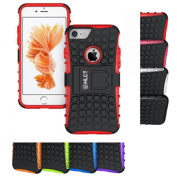 iPhone 7 Case, HLCT Rugged Shock Proof Dual-Layer Case with Built-In Kickstand for iPhone 7 4.7 Inch (Orange) N2