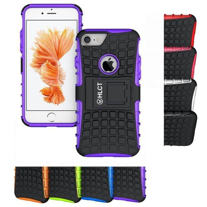 iPhone 7 Case, HLCT Rugged Shock Proof Dual-Layer Case with Built-In Kickstand for iPhone 7 4.7 Inch (Orange) N3