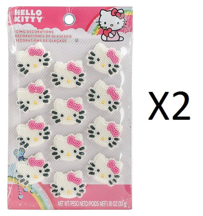 Wilton Cupcake/Cake Toppers 12pc Hello Kitty Icing Decorations 710-7575 (2-Pack)
