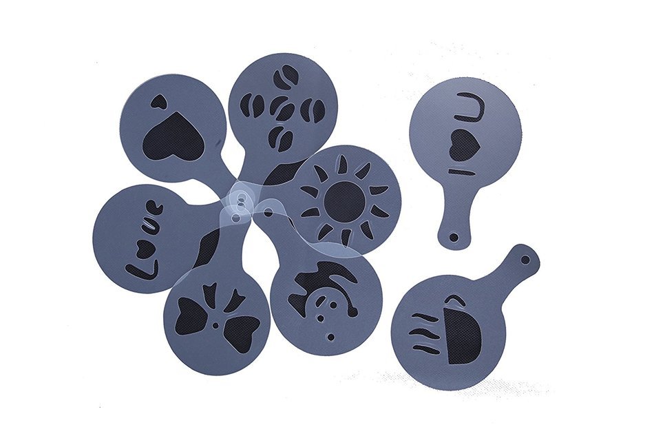Coffee Stencil - Easy Cappuccino Art Barista Plastic Decorating Food Pastry Stencil - 16 Piece Set N4