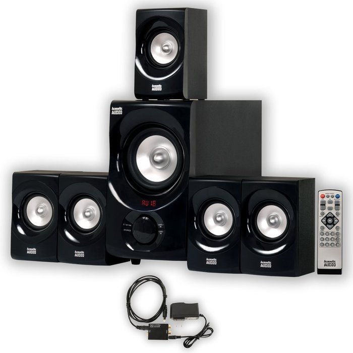 Acoustic Audio AA5171 Home Theater 5.1 Bluetooth Speaker System with FM and Optical Input