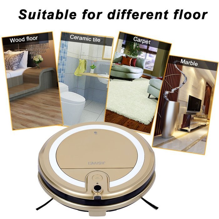 JISIWEI Vacuum Cleaning Robot i3 with Built-in HD Camera APP Remote Control for Android and iOS Smartphone (Golden) N3