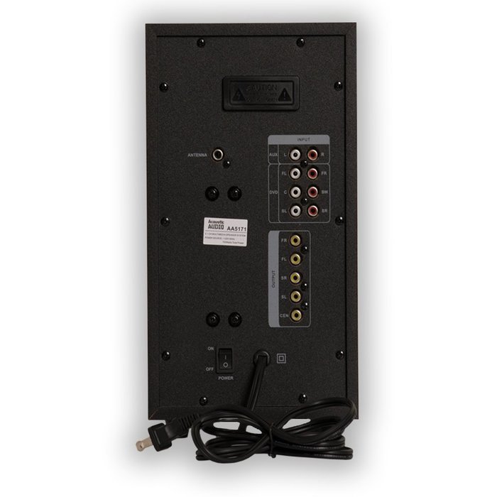 Acoustic Audio AA5171 Home Theater 5.1 Bluetooth Speaker System with FM and Optical Input N2