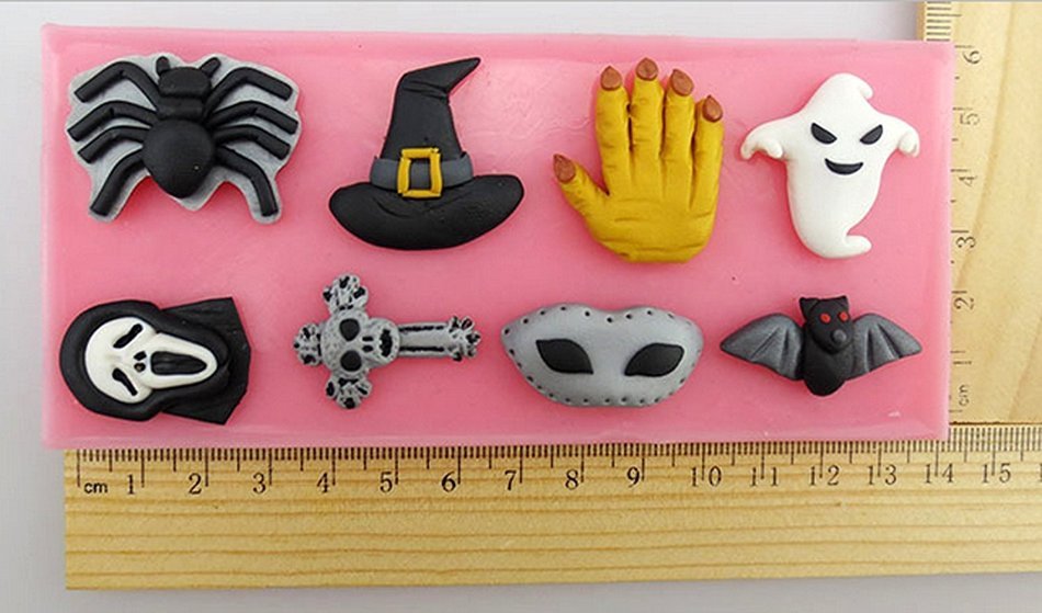 Yunko 8 Hole Halloween Party Silicone Fondant Cake Cupcake Decorating Mold Chocolate Candy Sugarcraft Mold N2