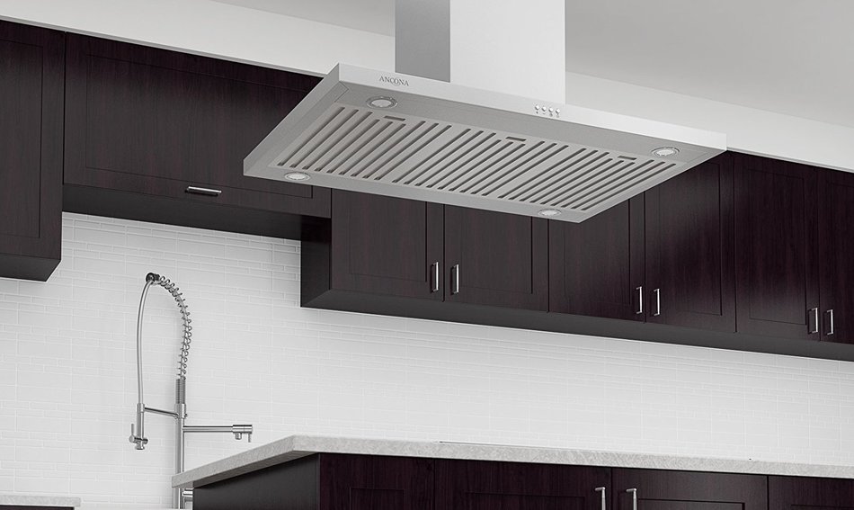 Ancona Aero Island IV 630 CFM Island Mount Range Hood, 36-Inch N2