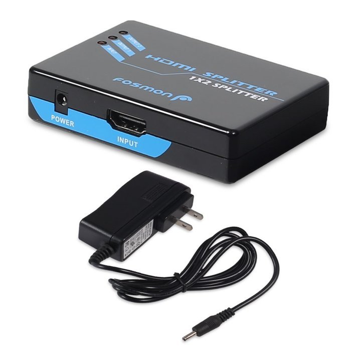 HDMI Splitter, Fosmon Digital 1X2 HDMI Switch for Full HD 1080P Support 3D HDCP (One Input To Two Outputs) N2