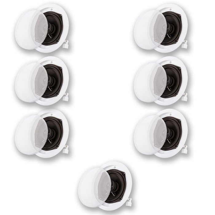 Acoustic Audio R191 In Ceiling / In Wall 7 Speaker Set 2 Way Home Theater 1400 Watt R191-7S