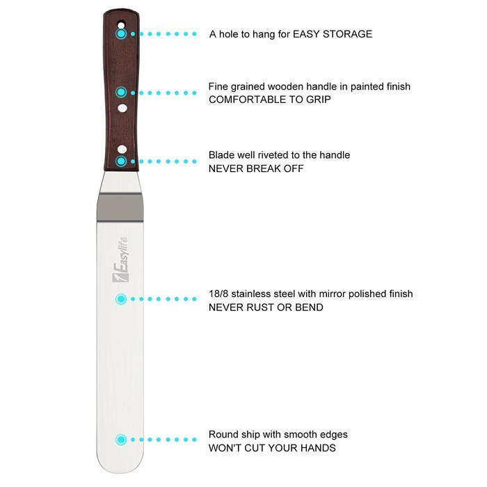 1Easylife Offset Cake Icing Spatula Set with Wooden Handle, 7.5" - 10.8" - 12.8" Angled Cake Frosting Spatula,... N6