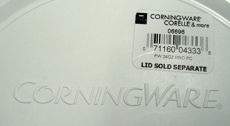 CORNINGWARE French White 24-oz Plastic Cover N2