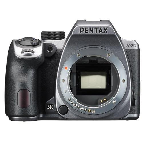 Pentax K-70 24MP FHD Digital SLR Camera Body Silver - Bundle w/32GB SDHC U3 Card, Holster Case, Spare Battery,...