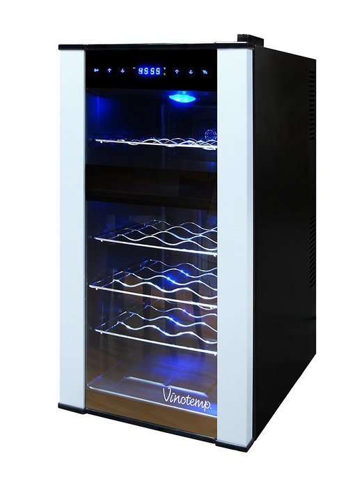 Vinotemp VT-18PTED-2Z 18 Bottle Dual-Zone Thermoelectric Wine Cooler, Black N2
