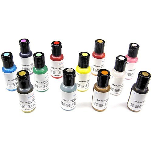 AmeriColor Amerimist Metallic & Pearl Sheen Airbrush .65 Ounce Set of 12 N2