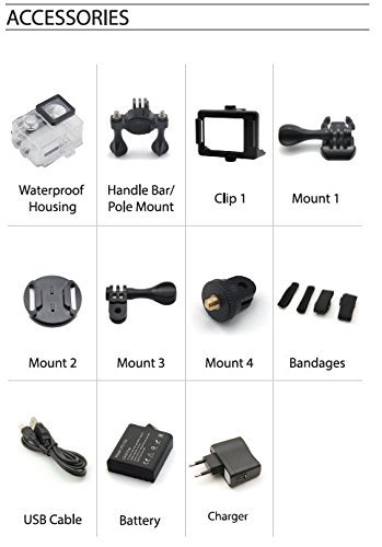 LifeCamera 1080p HD Sports Action Camera by Mixberry &ndash; Accessories Included &ndash; 2&rdquo; LCD - 12MP Photos &ndash; Wide Angle... N5