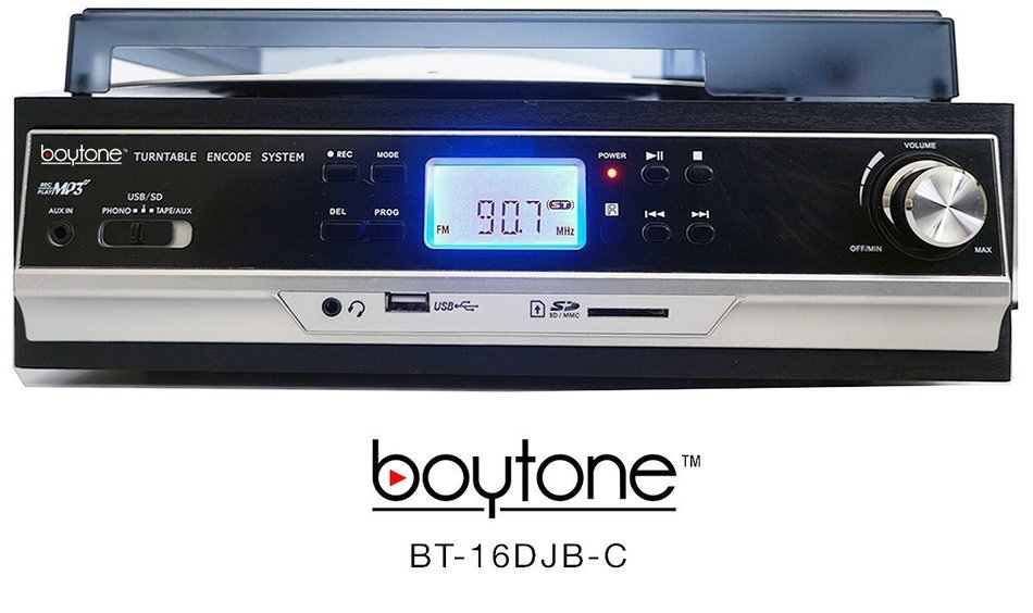 Boytone BT-16DJB-C 3-speed Stereo Turntable with 2 Built in Speakers Digital LCD Display + Supports USB/SD/AUX... N6