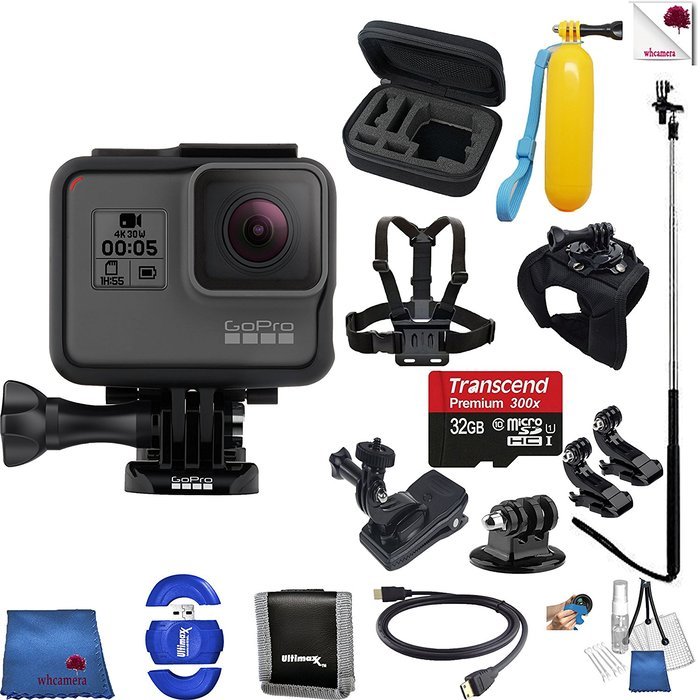 Gopro Hero 5 Black 14 Piece Excursion Bundle Includes: Go Pro Hero5 Black + Case + Floaty Bobber + Chest Strap...