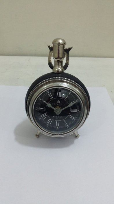 NAUTICAL MARITIME ~ BLACK CHROME FINISH DESKTOP ~ SMALL TABLE CLOCK ~ WORKING CLOCK