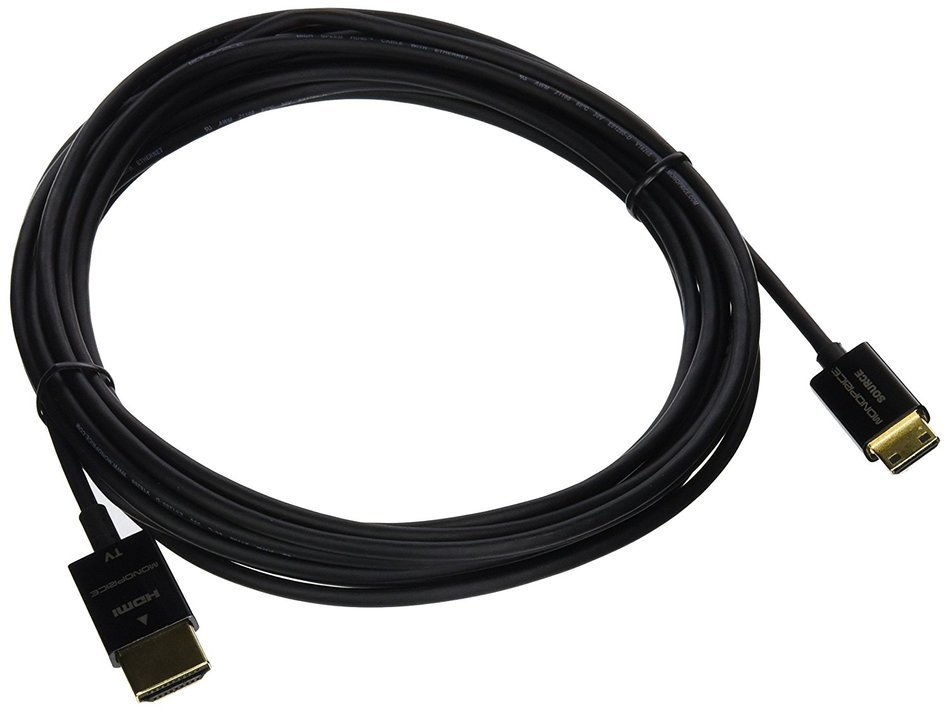 Monoprice 15-Feet Ultra Slim Series High Performance Mini-HDMI to HDMI (A-C) Cable with RedMere Technology (110331)