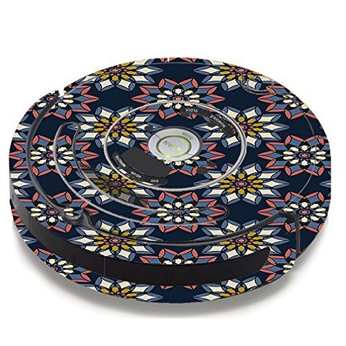 Skin Decal Vinyl Wrap For IRobot Roomba 650 655 Vacuum / Retro Flowers Pattern