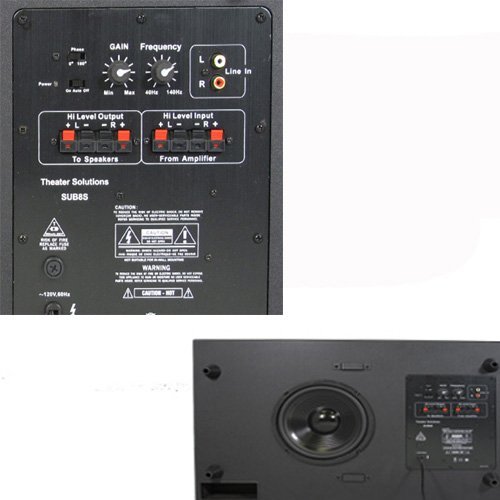 Theater Solutions 5.1 Home Theater 8" and 6.5" Speakers Set with Center, 8" Powered Sub and More TS6W8WC51SET1 N2