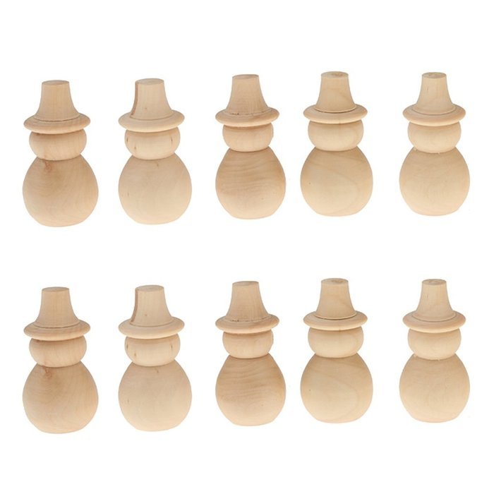 Phenovo Blank DIY Wooden Snowman Peg Dolls Wedding Party Cake Toppers Pack of 10 N4