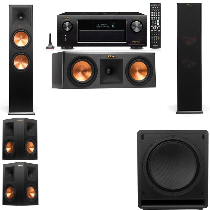 Klipsch RP-280F Tower Speakers-RP-250C-SW-112-5.1-Denon AVR-X4100W