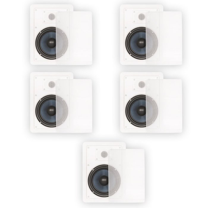 Blue Octave BDW62 In Wall 6.5" Speakers 2 Way Home Theater Surround Sound 5 Speaker Set N2