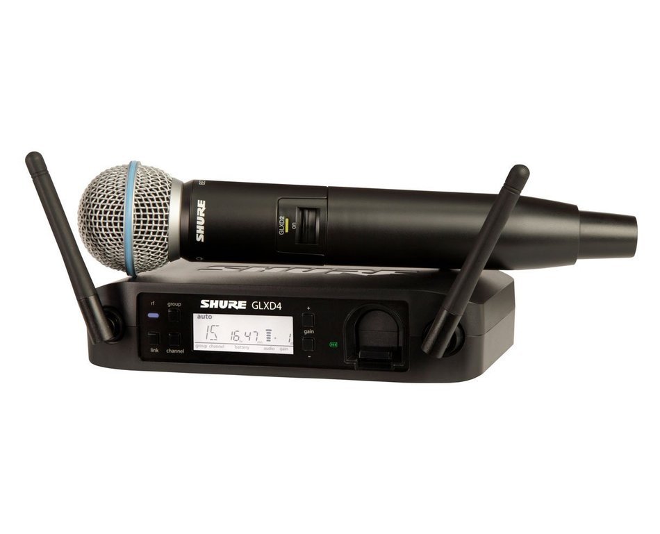 Shure GLXD24/SM58 (Band Z2) Wireless SM58 Microphone + Stand + Mogami Cable N3