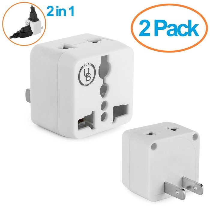 Yubi Power 2 in 1 Universal Travel Adapter with 2 Universal Outlets - Built in Surge Protector - 5 Pack - Green... N11