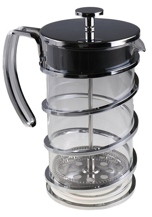 Gourmet 1 Liter Silver Colored French Press Coffee Brewer with Spiral Design N7