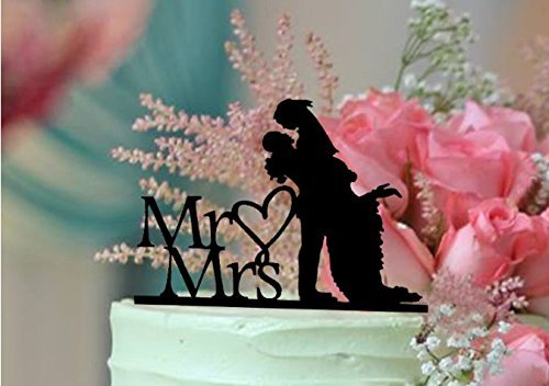 ShinyBeauty Mr And Mrs Cake-Topper,Custom Wedding Cake Topper (Design 12) N5