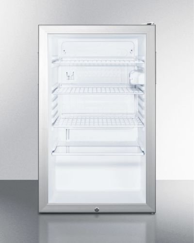 Summit SCR450L7 20" Commercially Listed Compact Refrigerator With 4.1 cu. ft. Capacity Glass Door Factory Installed...
