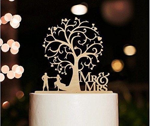 ShinyBeauty Mr And Mrs Cake-Topper,Custom Wedding Cake Topper (Design 12) N6