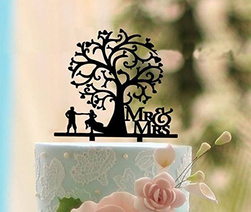 ShinyBeauty Mr And Mrs Cake-Topper,Custom Wedding Cake Topper (Design 12) N7
